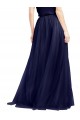 Azul Marino 21 línea A Halter Cuello Alto Tul Largo Vestidos de dama de honor Al Por Mayor