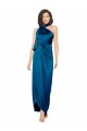 Azul Verde pavo real Cubierta Halter Cuello Alto Satén sedoso Largo Formales Vestidos de dama de honor / Vestidos de fiesta Al Por Mayor