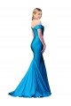 Azul Verde pavo real Sirena Hombros Descubiertos Satén Largo Formales Vestidos de dama de honor / Vestidos de fiesta Al Por Mayor