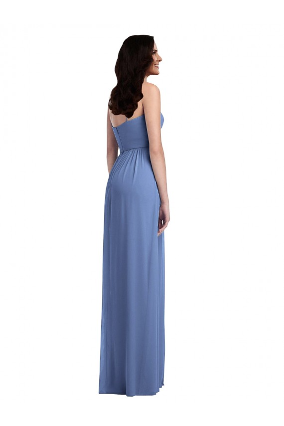 Azul Windsor línea A Tirantes espagueti Gasa Largo Vestidos de dama de honor Al Por Mayor