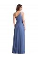Azul Windsor línea A Un Hombre Gasa Largo Formales Vestidos de dama de honor / Vestidos de noche Al Por Mayor