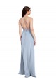 Azul cielo claro Cubierta Halter Cuello Alto Crepé Elástico Largo Formales Vestidos de dama de honor / Vestidos de fiesta Al Por Mayor