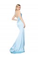 Azul cielo claro Sirena Cuello Alto Tirantes espagueti Satén elástico Largo Formales Vestidos de dama de honor / Vestidos de fiesta Al Por Mayor