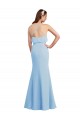 Azul cielo claro Sirena Tirantes espagueti Cuello en V Gasa Largo Vestidos de dama de honor Al Por Mayor