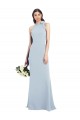 Azul cielo claro Trompeta Cuello Barco Cuello Alto Halter Crepé Elástico Largo Vestidos de dama de honor / Vestidos de fiesta Al Por Mayor