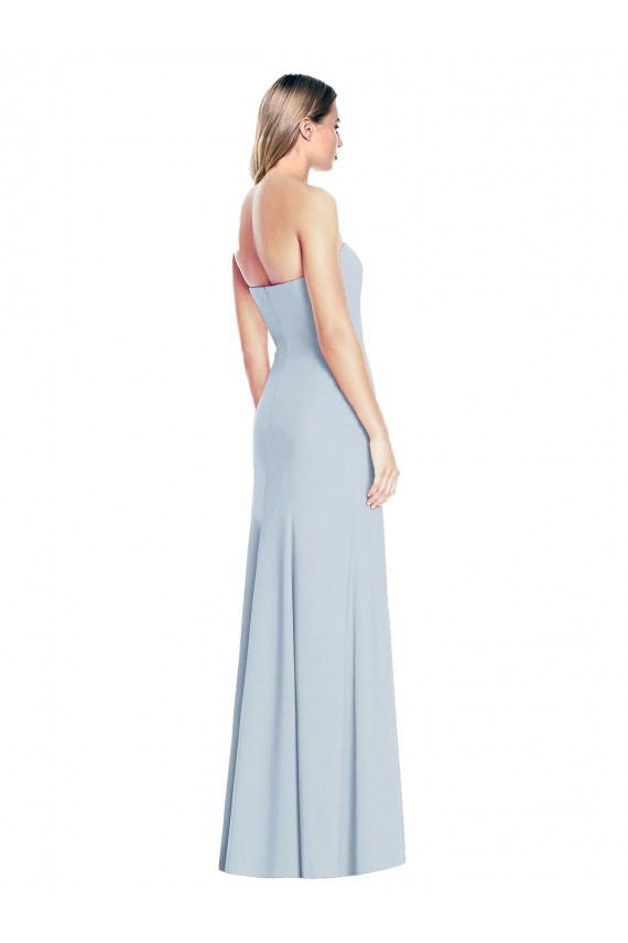 Azul cielo claro Trompeta Cuello de Corazón Sin tirantes Crepé Elástico Largo Vestidos de dama de honor / Vestidos de fiesta Al Por Mayor