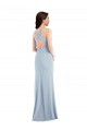 Azul cielo claro Trompeta Cuello en V Crepé Elástico Largo Vestidos de dama de honor / Vestidos de fiesta Al Por Mayor
