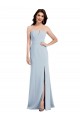 Azul cielo claro Trompeta Cuello en V Sin tirantes Crepé Elástico Largo Vestidos de dama de honor / Vestidos de fiesta Al Por Mayor