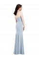 Azul cielo claro Trompeta Cuello en V Sin tirantes Crepé Elástico Largo Vestidos de dama de honor / Vestidos de fiesta Al Por Mayor