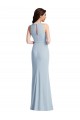 Azul cielo claro Trompeta Halter Crepé Elástico Largo Vestidos de dama de honor / Vestidos de fiesta Al Por Mayor