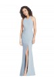 Azul cielo claro Trompeta Halter Crepé Elástico Largo Vestidos de dama de honor / Vestidos de fiesta Al Por Mayor