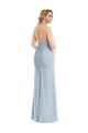 Azul cielo claro Trompeta Halter Crepé Elástico Largo Vestidos de dama de honor / Vestidos de fiesta Al Por Mayor