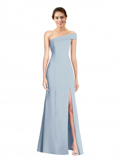 Azul cielo claro Trompeta Hombros Descubiertos Crepé Elástico Largo Formales Vestidos de dama de honor / Vestidos de fiesta Al Por Mayor