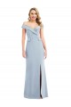 Azul cielo claro Trompeta Hombros Descubiertos Crepé Elástico Largo Vestidos de dama de honor / Vestidos de fiesta Al Por Mayor