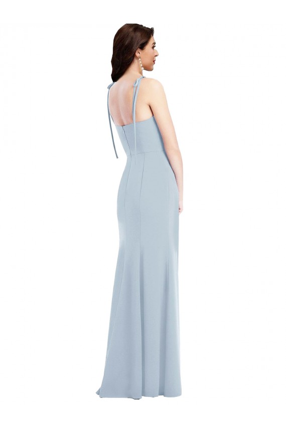 Azul cielo claro Trompeta Sin tirantes Crepé Elástico Largo Vestidos de dama de honor / Vestidos de fiesta Al Por Mayor