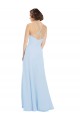 Azul cielo claro línea A Halter Gasa Largo Vestidos de dama de honor Al Por Mayor