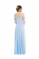 Azul cielo claro línea A Hombros Descubiertos Gasa Largo Formales Vestidos de dama de honor / Vestidos de noche Al Por Mayor