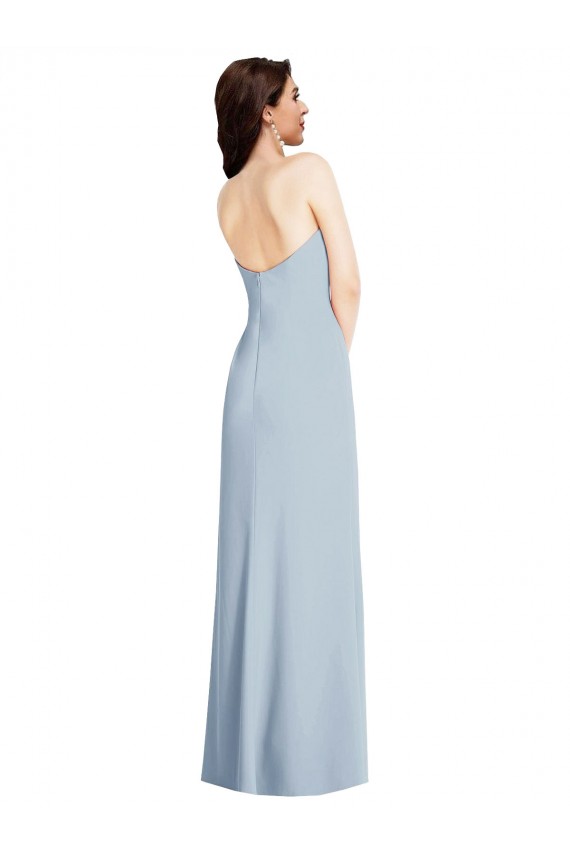 Azul cielo claro línea A Sin tirantes Crepé Elástico Largo Formales Vestidos de dama de honor / Vestidos de fiesta Al Por Mayor