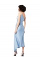 Azul cielo claro línea A Un Hombre Midi Satén sedoso Corto Formales Vestidos de dama de honor / Vestidos de fiesta / Vestidos de cóctel Al Por Mayor