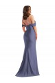 Azul francés Sirena Hombros Descubiertos Satén sedoso Largo Formales Vestidos de dama de honor / Vestidos de fiesta Al Por Mayor