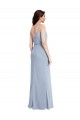 Azul humo Cubierta Tirantes espagueti Crepé Elástico Largo Formales Vestidos de dama de honor / Vestidos de fiesta Al Por Mayor