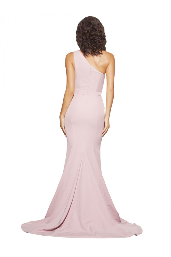 Cubierta Un Hombre Barrer tren Crepé Elástico Largo Vestidos de dama de honor / Vestidos de fiesta Al Por Mayor