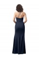 Azul marina oscuro Cubierta Tirantes espagueti Crepé Elástico Largo Formales Vestidos de dama de honor / Vestidos de fiesta Al Por Mayor