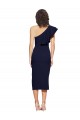 Azul marina oscuro Cubierta Un Hombre Midi Crepé Elástico Corto Formales Vestidos de dama de honor / Vestidos de fiesta / Vestidos de cóctel Al Por Mayor