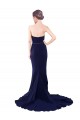 Azul marina oscuro Sirena Cuello de Corazón Sin tirantes Barrer tren Crepé Elástico Largo Vestidos de dama de honor / Vestidos de fiesta Al Por Mayor