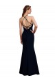 Azul marina oscuro Sirena Halter Gasa Largo Vestidos de dama de honor Al Por Mayor