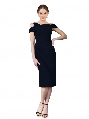 Azul marina oscuro Sirena Hombros Descubiertos Cóctel Crepé Elástico Corto Formales Vestidos de dama de honor / Vestidos de fiesta / Vestidos de cóctel Al Por Mayor
