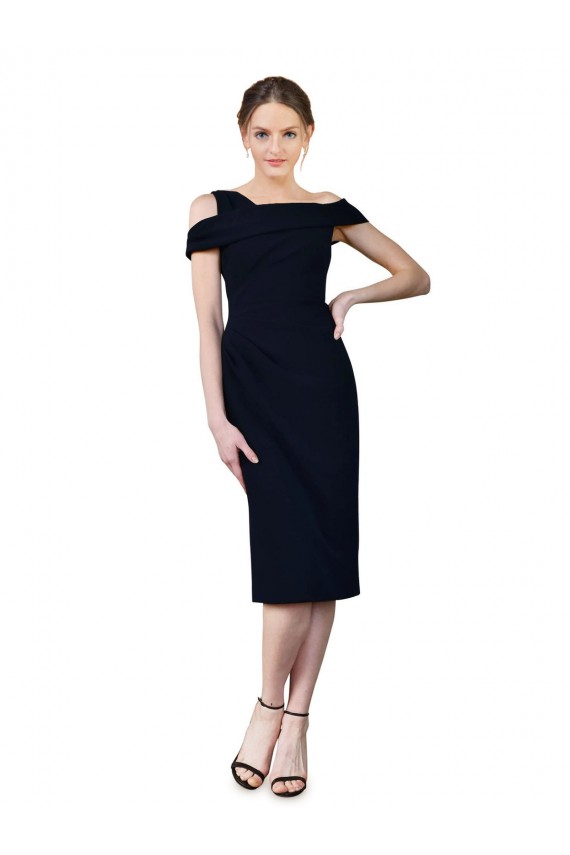 Azul marina oscuro Sirena Hombros Descubiertos Cóctel Crepé Elástico Corto Formales Vestidos de dama de honor / Vestidos de fiesta / Vestidos de cóctel Al Por Mayor