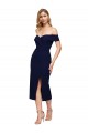 Azul marina oscuro Sirena Hombros Descubiertos Midi Crepé Elástico Corto Formales Vestidos de dama de honor / Vestidos de fiesta / Vestidos de cóctel Al Por Mayor