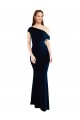 Azul marina oscuro Sirena Un Hombre Crepé Elástico Largo Formales Vestidos de dama de honor / Vestidos de fiesta Al Por Mayor