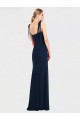 Azul marina oscuro Trompeta Tirantes espagueti Crepé Elástico Largo Vestidos de dama de honor / Vestidos de fiesta Al Por Mayor