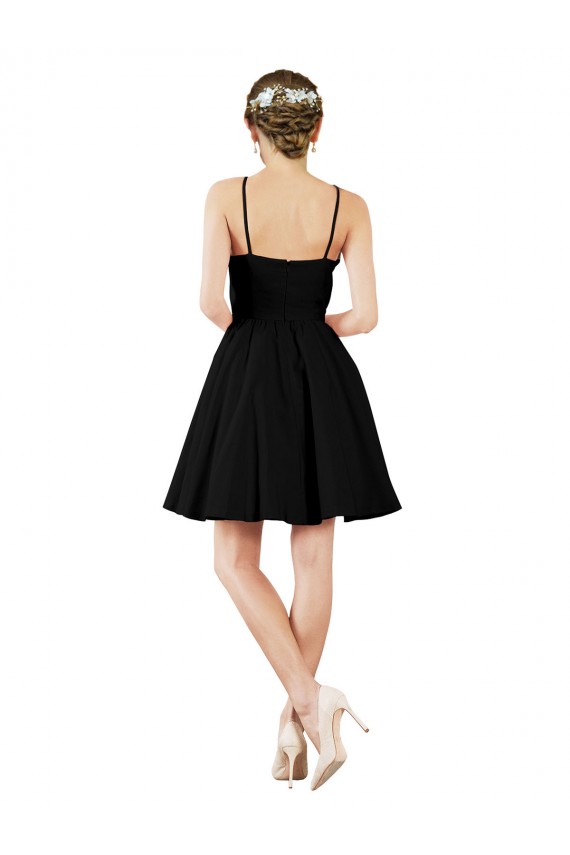 Azul marina oscuro línea A Halter Satén Corto Vestidos de dama de honor / Vestidos de cóctel Al Por Mayor
