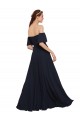 Azul marina oscuro línea A Hombros Descubiertos Gasa Largo Vestidos de dama de honor / Vestidos de fiesta Al Por Mayor