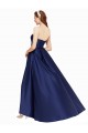 Azul marina oscuro línea A Sin tirantes Satén Largo Asimétrico Formales Vestidos de dama de honor / Vestidos de fiesta Al Por Mayor
