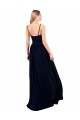 Azul marina oscuro línea A Tirantes espagueti Gasa Largo Formales Vestidos de dama de honor / Vestidos de noche Al Por Mayor