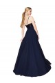 Azul marina oscuro línea A Tirantes espagueti Gasa Lentejuela Largo Vestidos de dama de honor / Vestidos de fiesta Al Por Mayor
