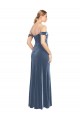 Azul polvoriento línea A Hombros Descubiertos Sin tirantes Terciopelo Elástico Largo Vestidos de dama de honor / Vestidos de fiesta Al Por Mayor