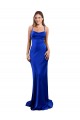 Azul real Cubierta Satén sedoso Largo Formales Vestidos de dama de honor / Vestidos de fiesta Al Por Mayor