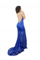Azul real Sirena Cuello Alto Encaje Largo Vestidos de dama de honor / Vestidos de fiesta Al Por Mayor