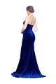 Azul real Sirena Cuello de Corazón Sin tirantes Barrer tren Terciopelo Elástico Largo Formales Vestidos de dama de honor / Vestidos de fiesta Al Por Mayor