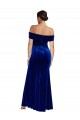 Azul real Sirena Hombros Descubiertos Terciopelo Elástico Largo Formales Vestidos de dama de honor / Vestidos de fiesta Al Por Mayor