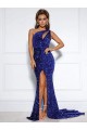 Azul real Sirena Un Hombre Cola corte Lentejuelas Terciopelo Largo Vestidos de fiesta Al Por Mayor