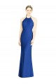 Azul real Trompeta Halter Cuello Alto Gasa Largo Vestidos de dama de honor Al Por Mayor