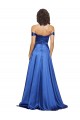 Azul real línea A Hombros Descubiertos Barrer tren Satén elástico Largo Formales Vestidos de dama de honor / Vestidos de fiesta Al Por Mayor