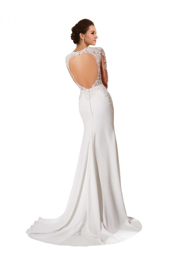 Blanco Cubierta Cuello de Corazón Cola capilla Gasa Encaje Vestidos de novia Al Por Mayor