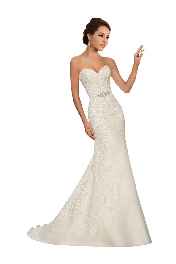 Blanco Cubierta Cuello de Corazón Cola capilla Tul Encaje Vestidos de novia Al Por Mayor